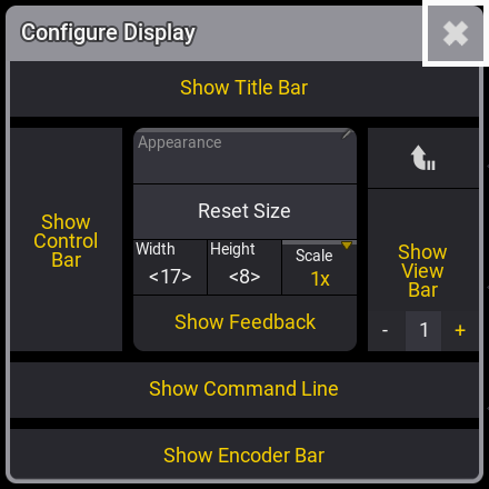 Configure Display Pop-up
