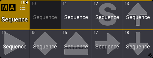 The sequence pool showing the different object action overlays.