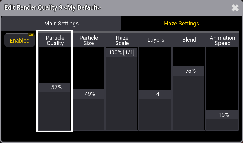 The Render Quality Editor on the Haze Settings tab.