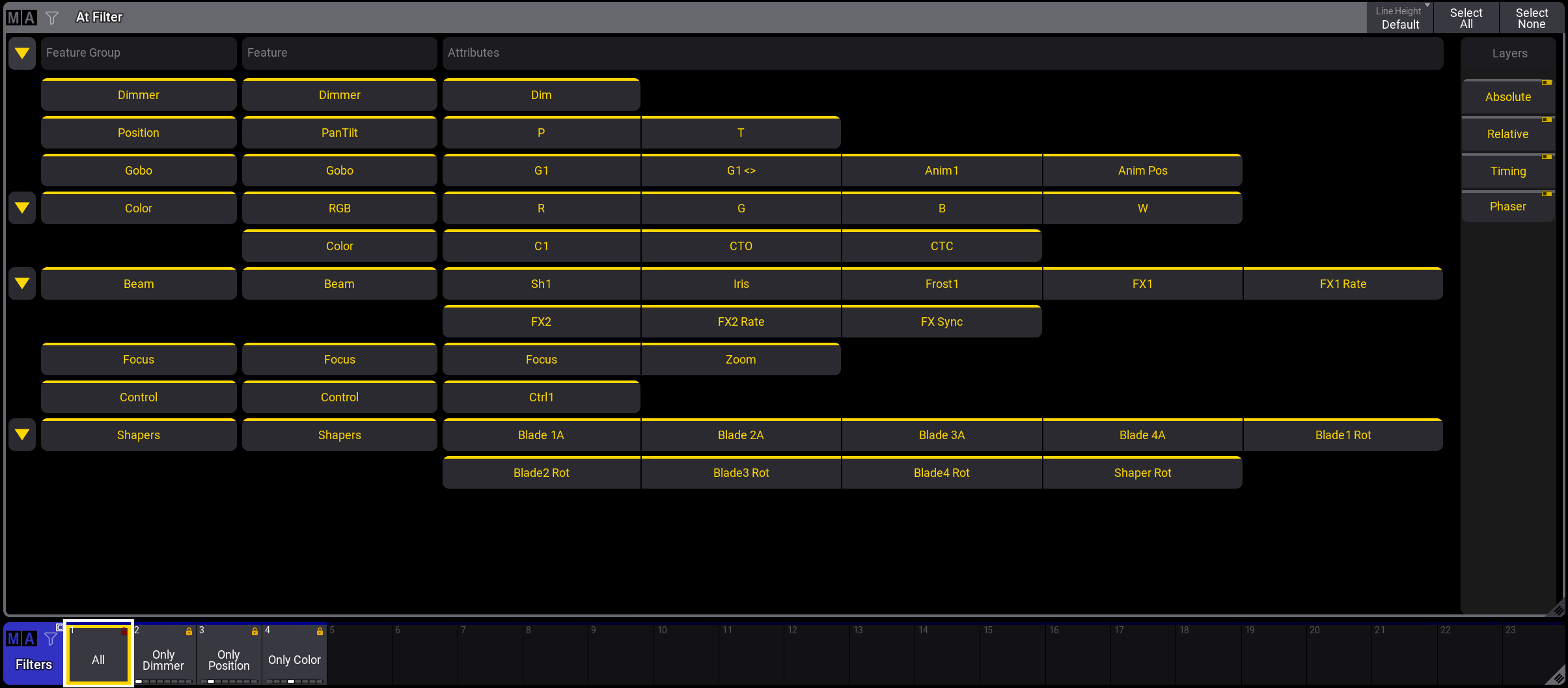 At Filter window and Filter pool with a default All filter enabled.?