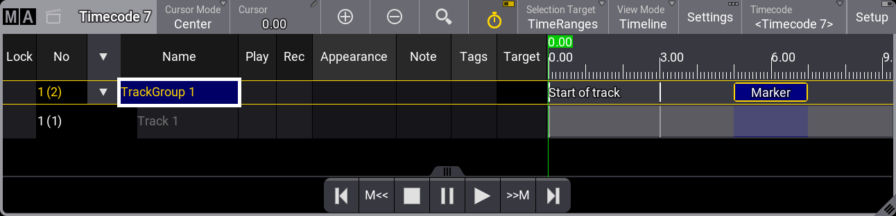 Timecode show with markers.