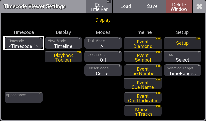 The Timecode Viewer Settings in normal mode.