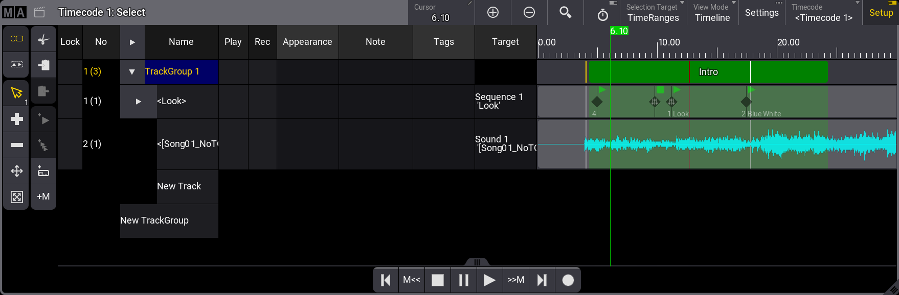 The Timecode Viewer in Setup mode.