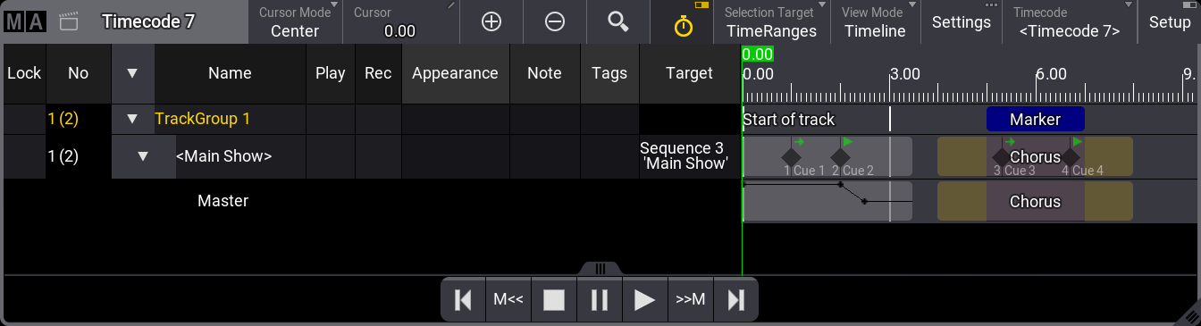 Example timecode show with a subtrack.