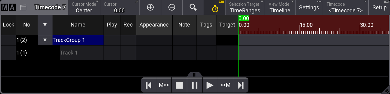 Example of timecode show with a track group.