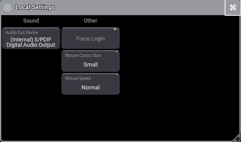 Local settings are open