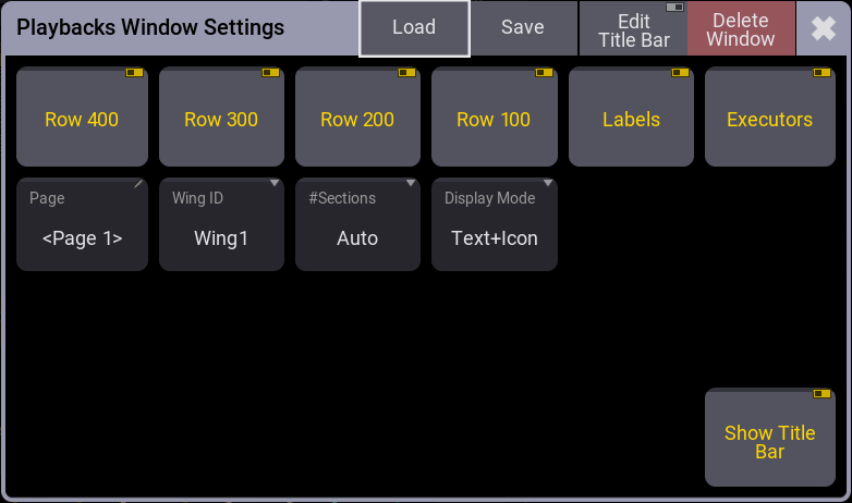 Playback window settings