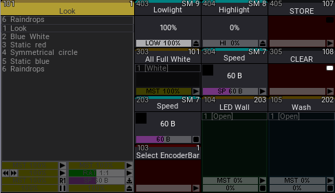 Example of the playback bar for the first section of 5 x 4 executors
